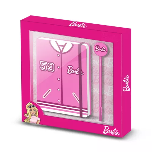 Zestaw notesów BARBIE różowy + pióro - 22,4 cm x 23,2 cm x 2,2 cm