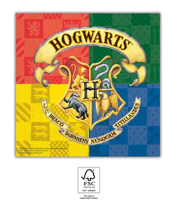 20 sztuk dwuwarstwowych serwetek papierowych 33x33 cm HARRY POTTER HOGWARTS HOUSES