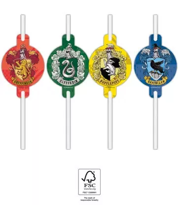 4 papierowe słomki do picia HARRY POTTER HOGWARTS HOUSES