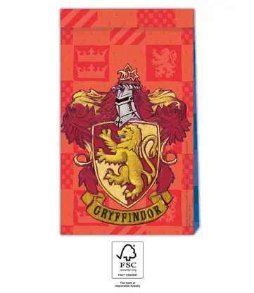 4 papierowe torby na przyjęcie HARRY POTTER HOGWARTS HOUSES