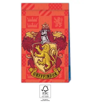 4 papierowe torby na przyjęcie HARRY POTTER HOGWARTS HOUSES