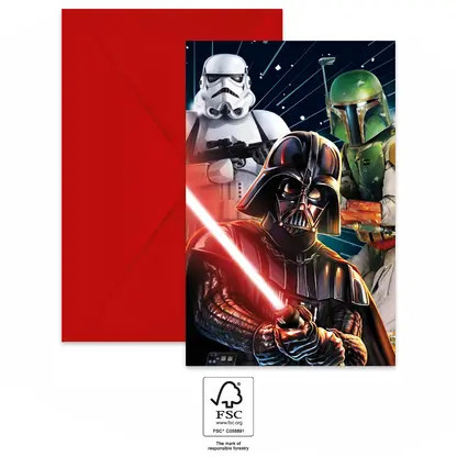 6 sztuka zaproszenie na urodziny i koperta STAR WARS GALAXY