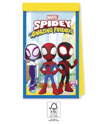 4 sztuki Papierowa torba na przyjęcie SPIDER-MAN I JEGO NIESAMOWICI PRZYJACIELE MARVEL
