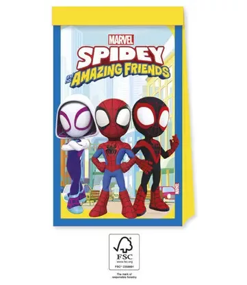 4 sztuki Papierowa torba na przyjęcie SPIDER-MAN I JEGO NIESAMOWICI PRZYJACIELE MARVEL