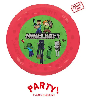 4 sztuki wielokrotnego użytku talerze na imprezę 21 cm MINECRAFT
