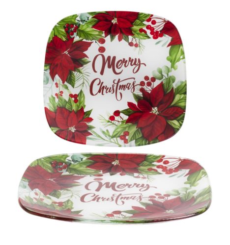 POT SQUARE SMALL FLOWER RED 20