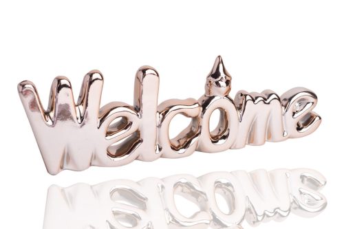 PORCELIK NAPIS "WELCOME" ROZOWEZŁOTO 19,7