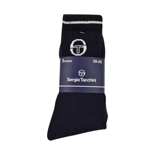 Sergio Tacchini bawełniane skarpetki sportowe - 3 pary/opakowanie - czarne - 43-46