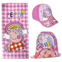   Zestaw plażowy - Czapka baseballowa + torba na buty + ręcznik - Peppa Pig