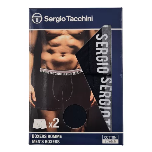 Sergio Tacchini męskie bawełniane slipy - 2 szt./opakowanie - czarne z białym nadrukiem - XXL