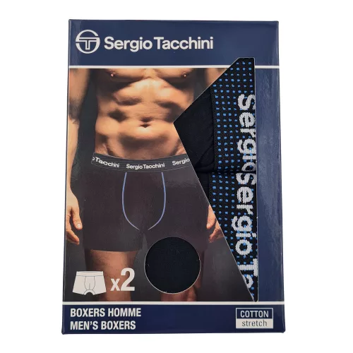 Sergio Tacchini męskie bawełniane slipy - 2 szt./opakowanie - czarne z białym nadrukiem - M