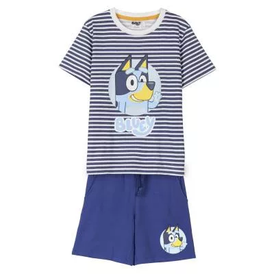 Bluey 100% pamut csíkos rövid pizsama gyerekeknek - 4 éves korig