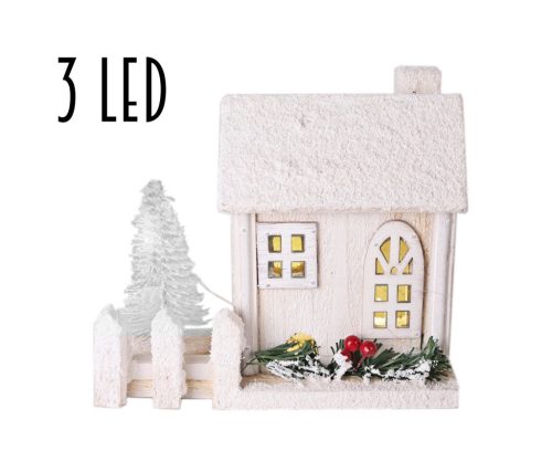 DRZEWO DOM+3LED+OGRODZENIE BIAŁE 15