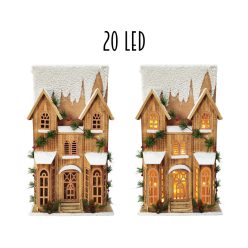 ZAMEK DREWNIANY ZIMOWY+20LAMP LED 64*51