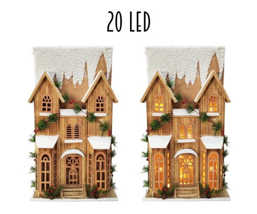 ZAMEK DREWNIANY ZIMOWY+20LAMP LED 64*51