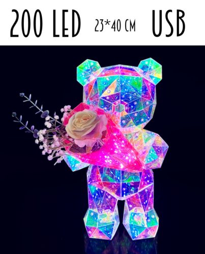 ŚWIATŁO MISIE+KWIATY 200L/USB 23*40