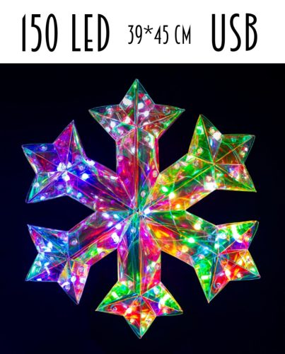 ŚWIATŁO ŚNIEŻYNKA 150L/USB   39*45