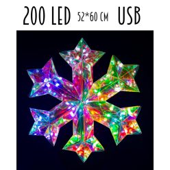 ŚWIATŁO ŚNIEŻYNKA 200L/USB   52*60