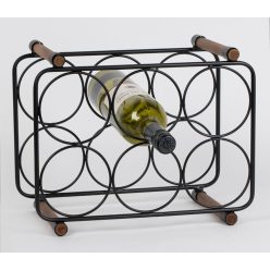 METALOWO-DREWNIANY UCHWYT NA WINO 6M.CZARNY 33,5