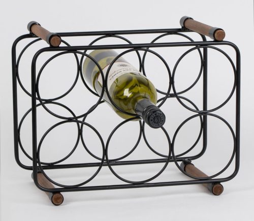 METALOWO-DREWNIANY UCHWYT NA WINO 6M.CZARNY 33,5