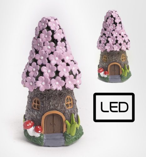 DOMEK Z KWIATAMI+LED SZARY8*15