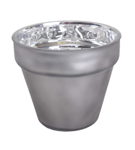 Okrągły stojak na kwiaty szary metaliczny 15*13