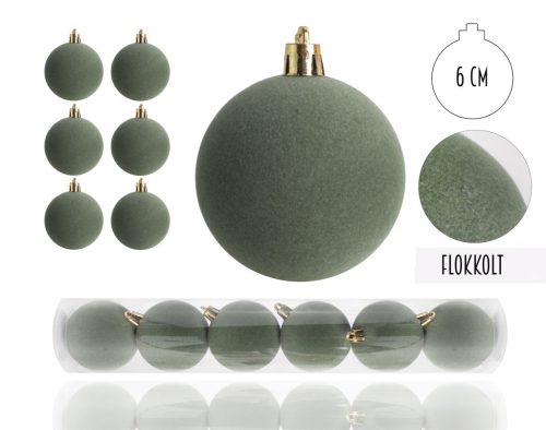 KD.KULKA*6 FLOKOWANA ZIELONA 6CM