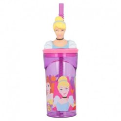   BUTELKA 3D Z RYSUNKIEM I SŁOMKĄ 360 ML DISNEY Księżniczki