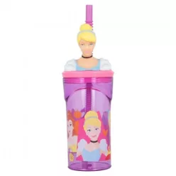   BUTELKA 3D Z RYSUNKIEM I SŁOMKĄ 360 ML DISNEY Księżniczki