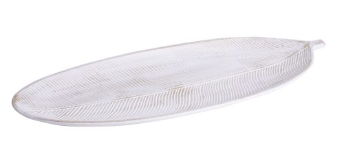 TACA DREWNIANA LISTKOWA BIAŁA 40*18*3