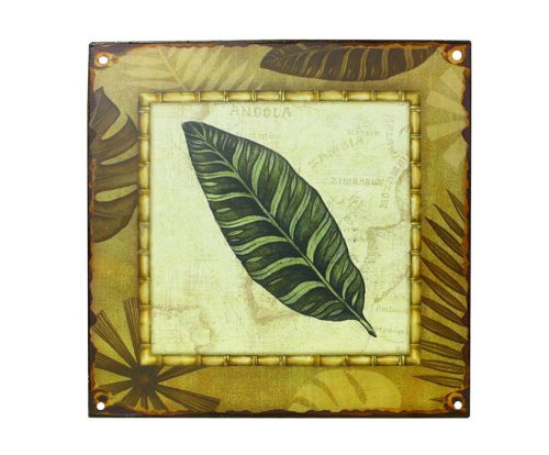 OBRAZ METALOWY LIŚĆ FICUS 25*25