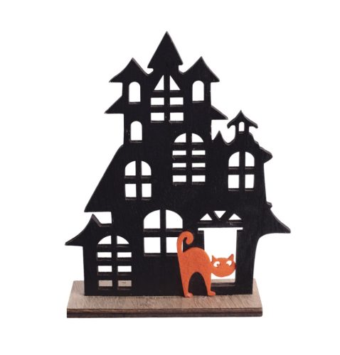 PUZZLE Z DREWNA DOM DUCHÓW CZARNY+KOT 14*18