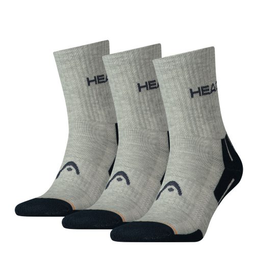 Head unisex skarpetki sportowe - półpluszowa podeszwa 3 pary - szare - 35-38
