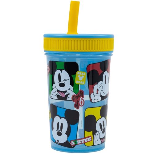Disney Myszka Miki plastikowy kubek z silikonową słomką - 420 ml