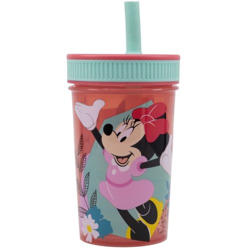 Disney Minnie Mouse plastikowy kubek ze słomką z silikonowym uszczelniaczem - 420 ml
