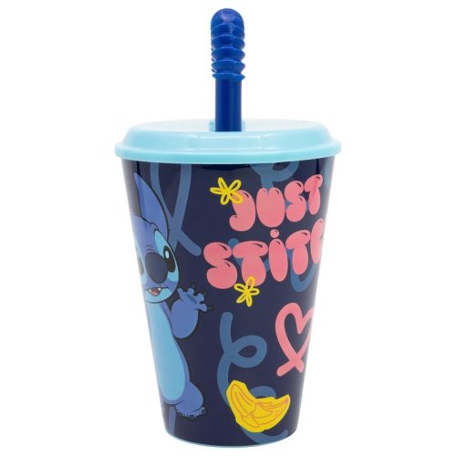 Kubek plastikowy ze słomką Stitch - 430 ml