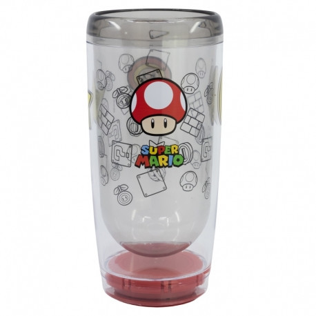 Podwójna ścianka szklanego kubka premium 705 ML SUPER MARIO POWER (z technologią SmartGrip)