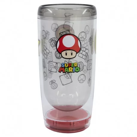 Podwójna ścianka szklanego kubka premium 705 ML SUPER MARIO POWER (z technologią SmartGrip)