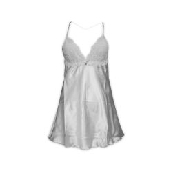 Damska bielizna satynowo-koronkowa - babydoll - kremowy - XL