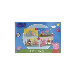 Peppa Świnka 4 w 1 Puzzle 12-13-20-24 elementy - Żółty