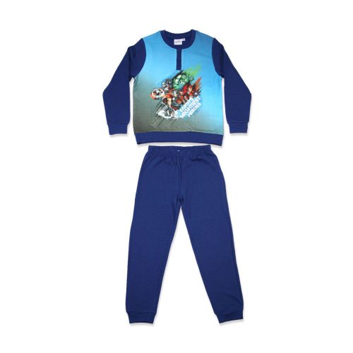 Zimowy flanelowy piżama dziecięcy - Avengers - granatowy - 104