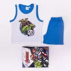   Bezrękawnik bawełniany dziecięcy piżama - Avengers - średnio niebieski - 128