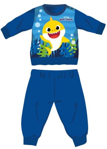 Baby Shark zimowa gruba piżama dla niemowląt - piżama flanelowa z bawełny - średni niebieski - 92