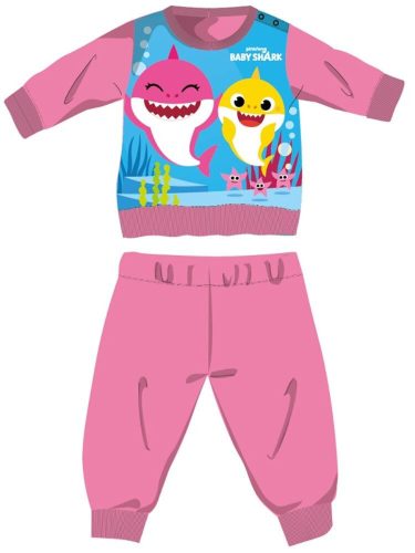 Baby Shark zimowa gruba piżama dla niemowląt - piżama flanelowa z bawełny - różowy - 80