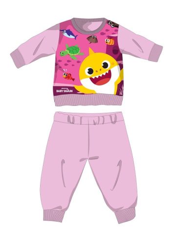 Baby Shark zimowa bawełniana piżama dla niemowląt - piżama interlock