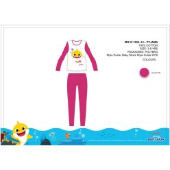   Baby Shark dziecięcy piżama z dżerseju - piżama z bawełny - różowa