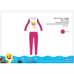   Baby Shark dziecięcy piżama z dżerseju - piżama z bawełny - różowa