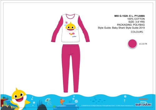 Baby Shark dziecięcy piżama z dżerseju - piżama z bawełny - różowa