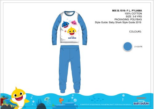 Baby Shark dziecięcy piżama z dżerseju - piżama z bawełny - średnio niebieska