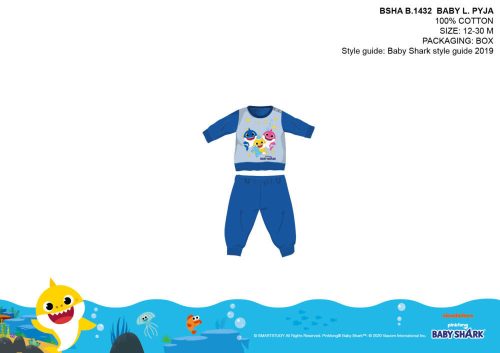 Baby Shark piżama dla niemowląt - piżama z dzianiny bawełnianej - jasnoniebieska - 92